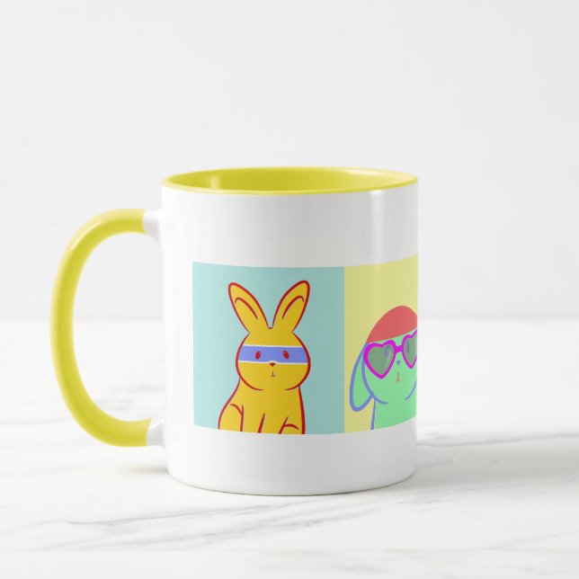 Pop Art Niedlich Rabbits Tasse (Links)