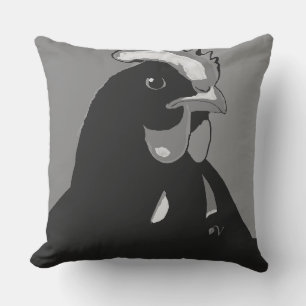 Pop Art noir et blanc Coussin de poulet