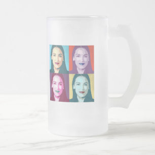 Pop Art Ocasio-Cortez Mattglas Bierglas