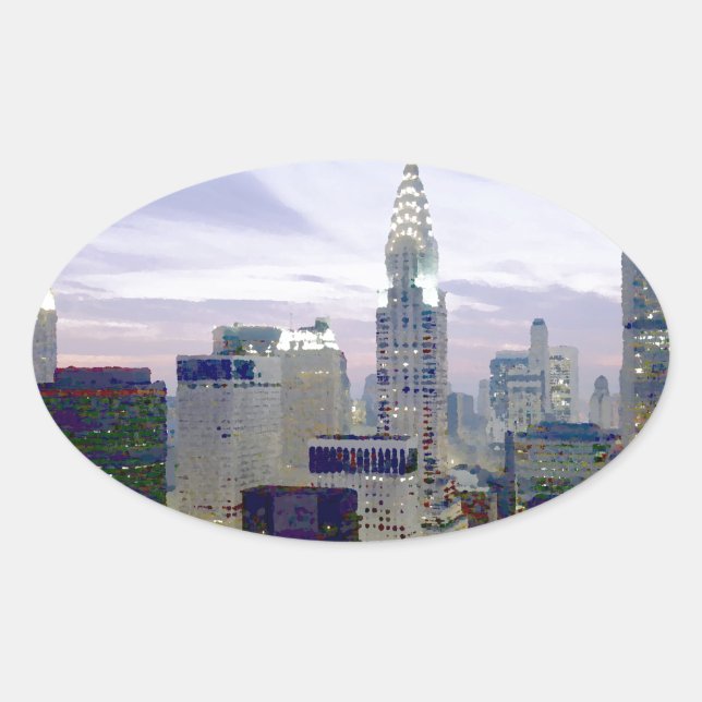 Pop Art Oil Paint Effect New York Ovaler Aufkleber (Vorderseite)