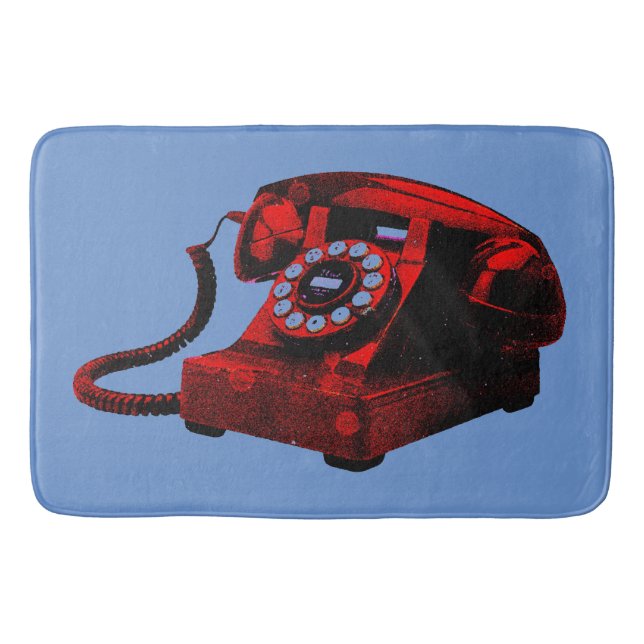 Pop Art Old Desk Telefonkasten Badematte (Vorderseite)