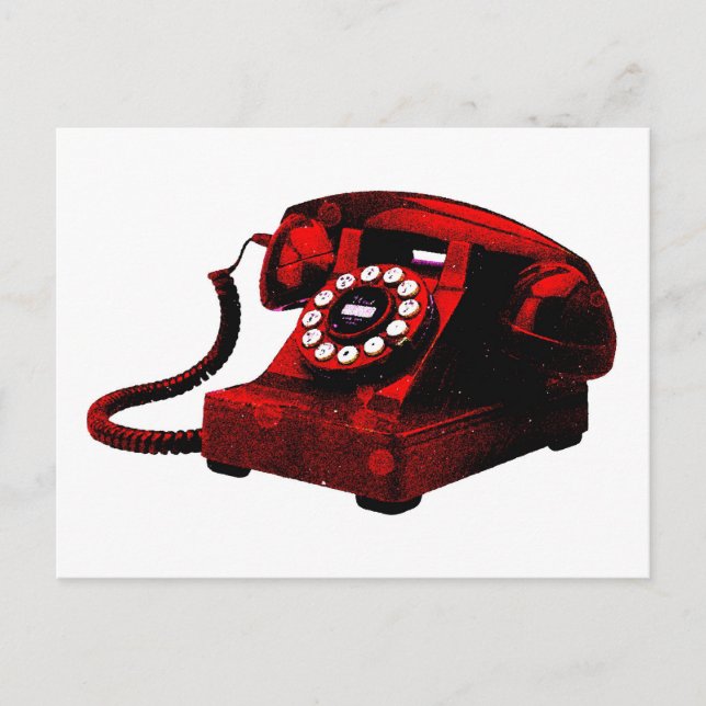 Pop Art Old Desk Telefonkasten Postkarte (Vorderseite)
