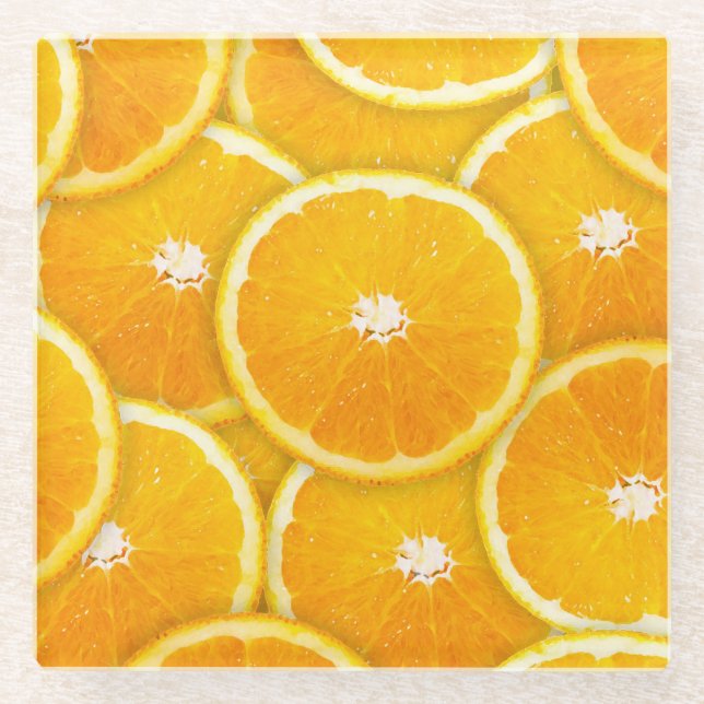 Pop Art Orange Glasuntersetzer (Vorderseite)