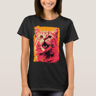 Pop-Art Orange Ingwer Rosa Katze T-Shirt