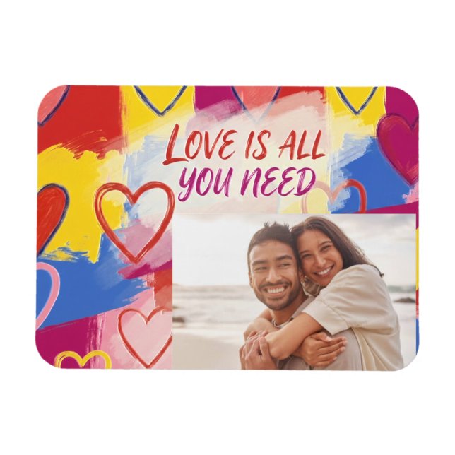 Pop Art Painterly Valentine's Day Postcard  Magnet (Horizontal)