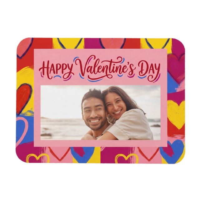 Pop Art Painterly Valentine's Day Postcard  Magnet (Horizontal)