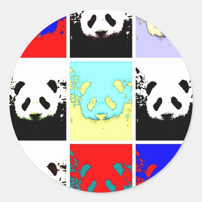 Pop Art Panda Runder Aufkleber (Vorderseite)