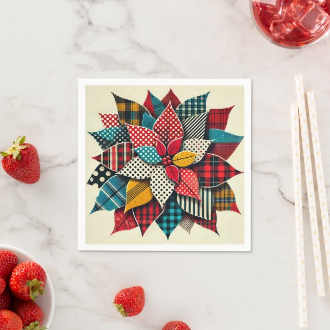 Pop Art Pattern Collage Poinsettia Découpage Serviette (Beispiel)
