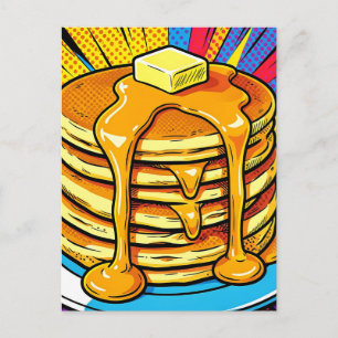 Pop-Art-Pfannkuchen-Stapel Sirup Postkarte