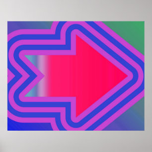 Pop-Art-Pfeil nach rechts in Blau und Lila Poster