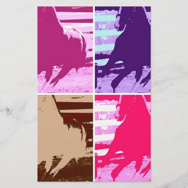 Pop Art Pferde Briefpapier (Vorderseite)