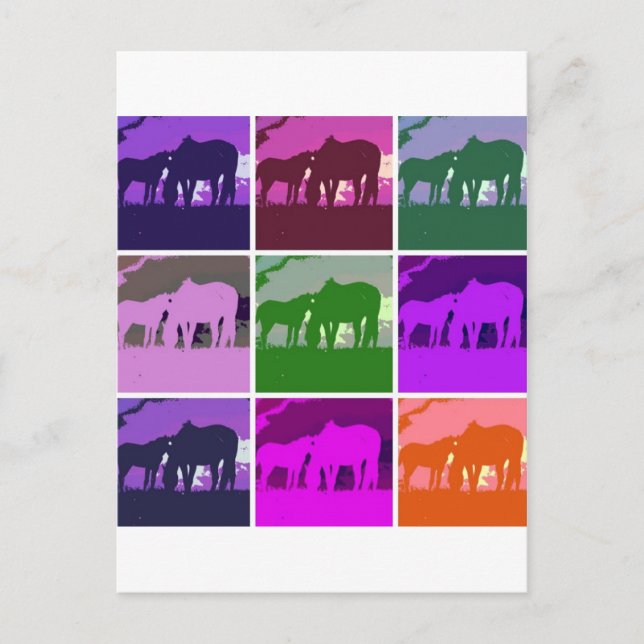 Pop Art Pferde Postkarte (Vorderseite)