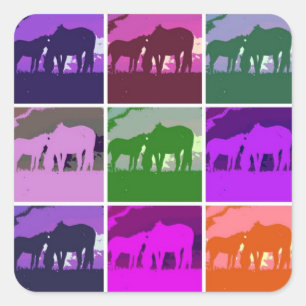 Pop Art Pferde Quadratischer Aufkleber