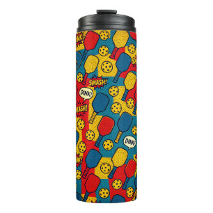 Pop Art Pickleball - Retro-Design im Comic-Stil Thermosbecher