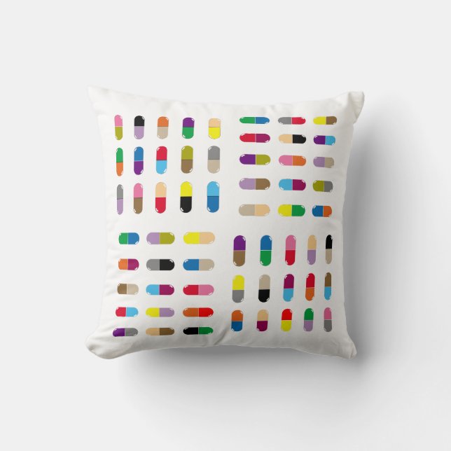 Pop-Art Pillen auf einem Kissen (Vorderseite)