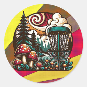 Pop Art Pilze und Disc Golf Course Kunst Runder Aufkleber