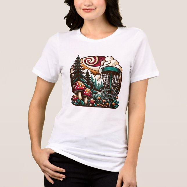 Pop Art Pilze und Disc Golf Course Kunst Tri-Blend Shirt (Vorderseite)