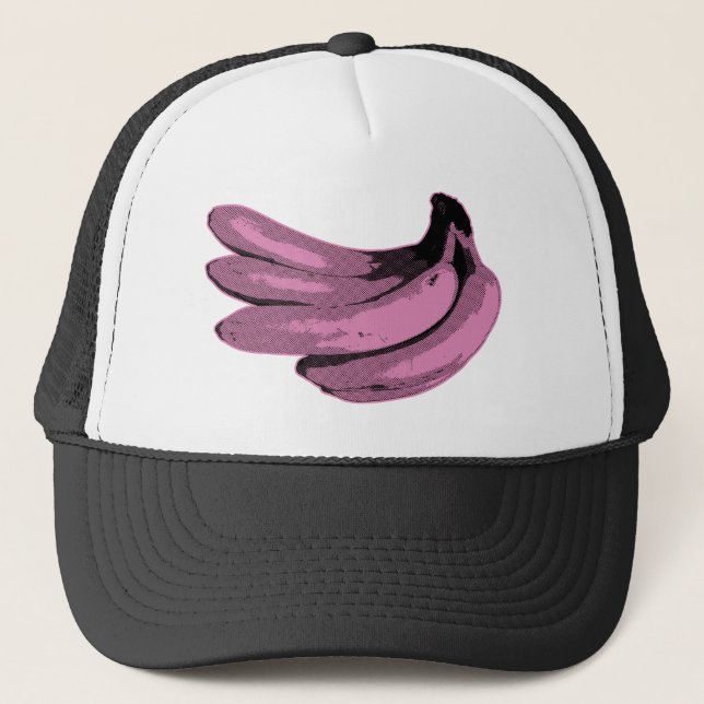 Pop Art Pink Banana Grafik Truckerkappe (Vorderseite)