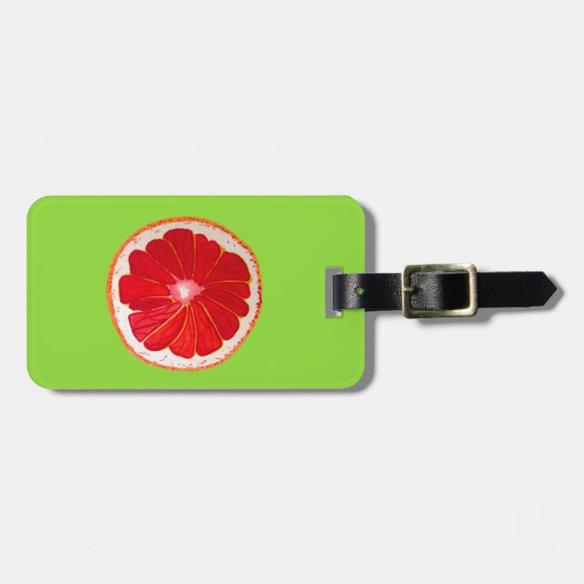 Pop Art pink grapefruit original wassercolor Gepäckanhänger (Vorderseite horizontal)