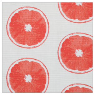 Pop Art Pink Grapefruit Slices - weißer Hintergrun Stoff