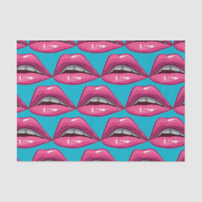 Pop Art Pink Lips Makeup Seidenpapier (Vorderseite)