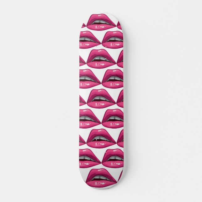 Pop Art Pink Lips Makeup Skateboard (Vorne)