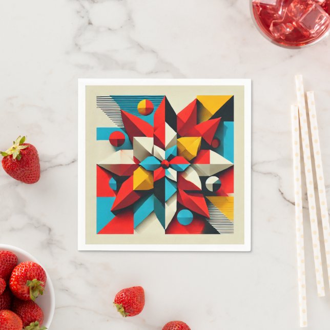 Pop Art Poinsettia Abstrakte geometrische Decoupag Serviette (Beispiel)