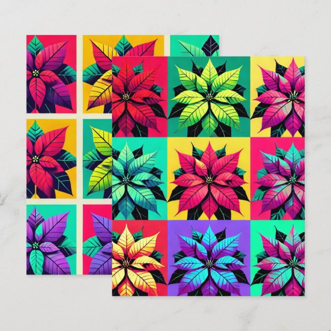 Pop Art Poinsettia Color Blocks Scrapbook Paper (Vorne/Hinten)