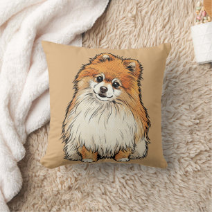 Pop-Art-Pomeranian-Hund-Comic-Halfton-Illustration Kissen