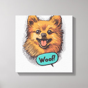 Pop Art Pomeranian - Retro Comic Hund Leinwanddruck