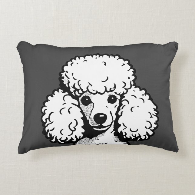 Pop Art Poodle Grau & White Chic ästhetische Theme Dekokissen (Vorderseite)