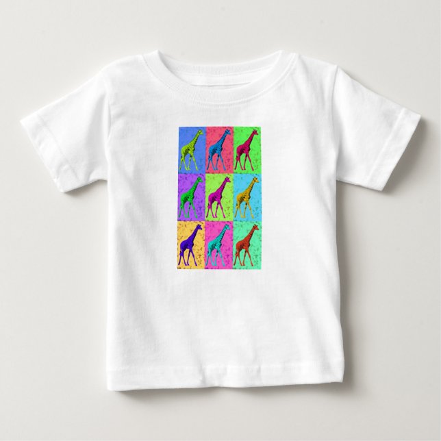 Pop Art Popart Walking Giraffe mehrfarbig Baby T-shirt (Vorderseite)