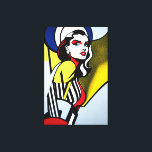 Pop Art Portrait Canvas Leinwanddruck<br><div class="desc">In der Leinwand "Öl" präsentieren wir ein farbenprächtiges Pop-Kunstporträt einer Frau, die vom ikonischen Stil des Pop Roy Lichtenstein inspiriert ist. Dieses Gemälde erfasst das Wesen der Pop-Kunstbewegung mit seinen kühnen Farben, grafischen Elementen und der in Comic buchstäblich inspiriert Ästhetik. Das Portrait zeigt eine Frau mit übertriebenen Merkmalen und einer...</div>
