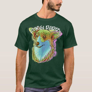 Pop Art Portrait Corgi Dog Vater Fathers Da T-Shirt