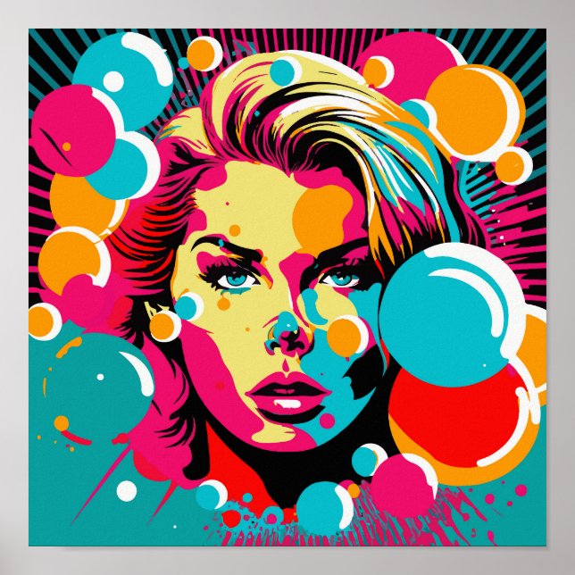 Pop Art Portrait - Die lebendige Frauenkünstlerin Poster (Vorne)