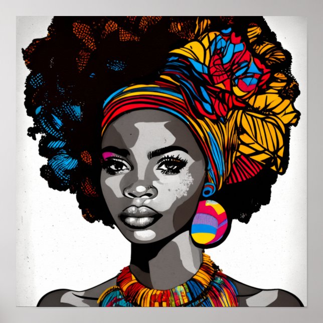 Pop Art Portrait eines Afrikanischen Mädchens aus  Poster (Vorne)