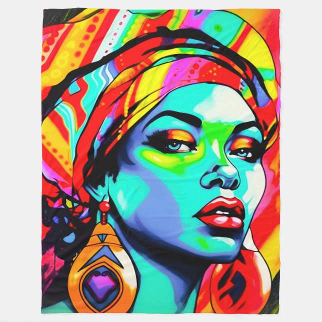 Pop Art Portrait Fleecedecke (Vorderseite)