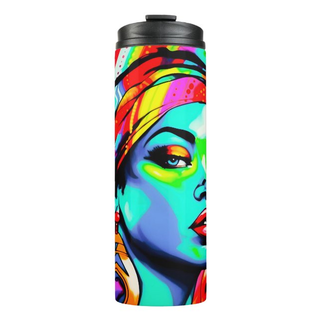 Pop Art Portrait Thermosbecher (Vorderseite)