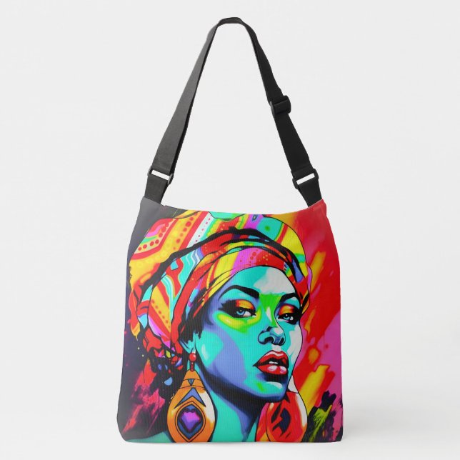 Pop Art Portrait Tragetaschen Mit Langen Trägern (Vorderseite)
