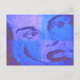 Pop-Art-Postkarte mit altem weiblichen Gesicht in Postkarte