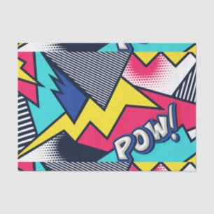 Pop Art Pow! Muster in Magenta, Blau und Schwarz Seidenpapier