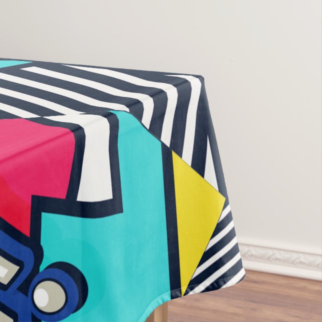 Pop Art Pow! Muster in Magenta, Blau und Schwarz Tischdecke (Beispiel)