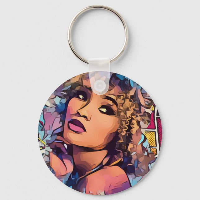 Pop Art Princess Button Schlüsselanhänger (Vorderseite)