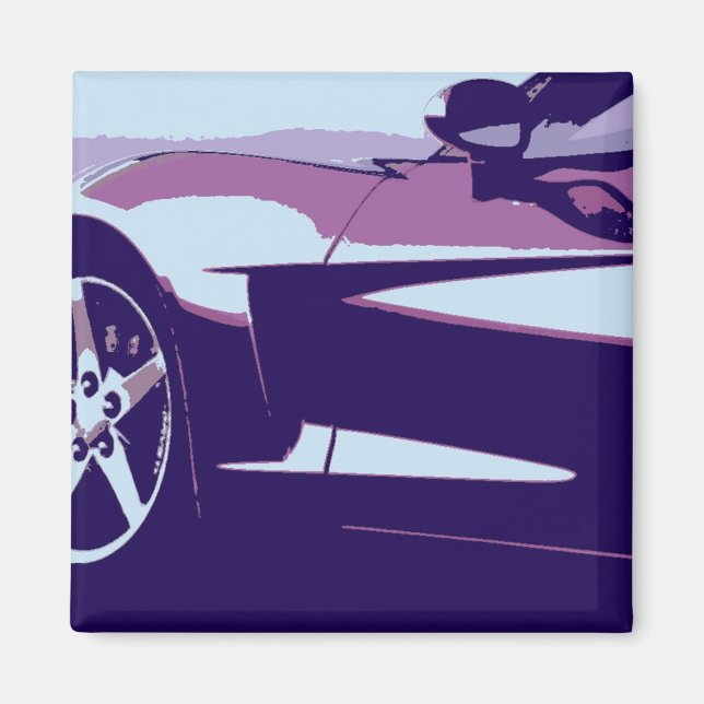 Pop Art Purple Corvette Magnet (Vorne)