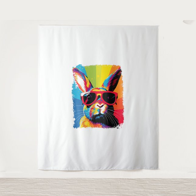Pop Art Rabbit Wandteppich (Vorderseite)