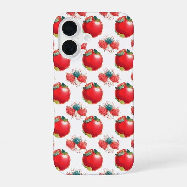 Pop Art Red Apple und Strawberry Phone Case iPhone 16 Hülle (Rückseite)