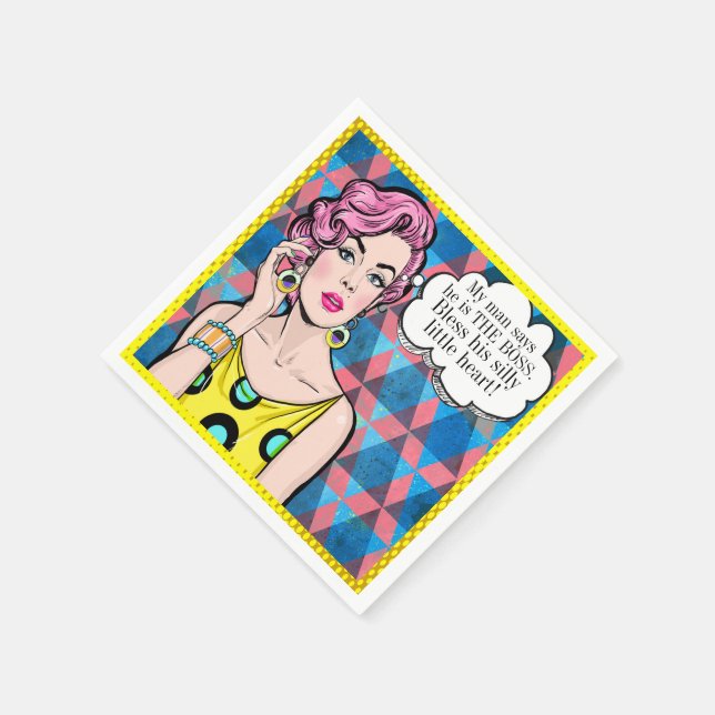 Pop Art Relatiship Spaß Cocktail Napkin Serviette (Ecke)