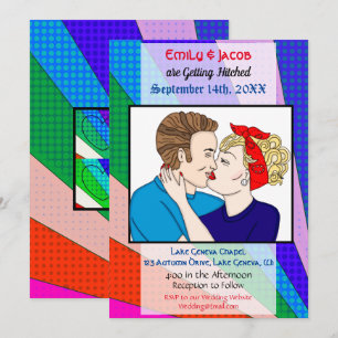 Pop Art Retro Couple Wedding Einladung