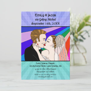 Pop Art Retro Couple Wedding Einladung
