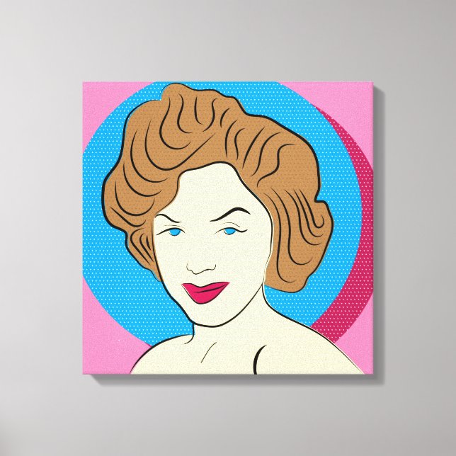 POP ART RETRO FRAU STRETCHT LEINWAND ART DRUCKEN (Vorderseite)